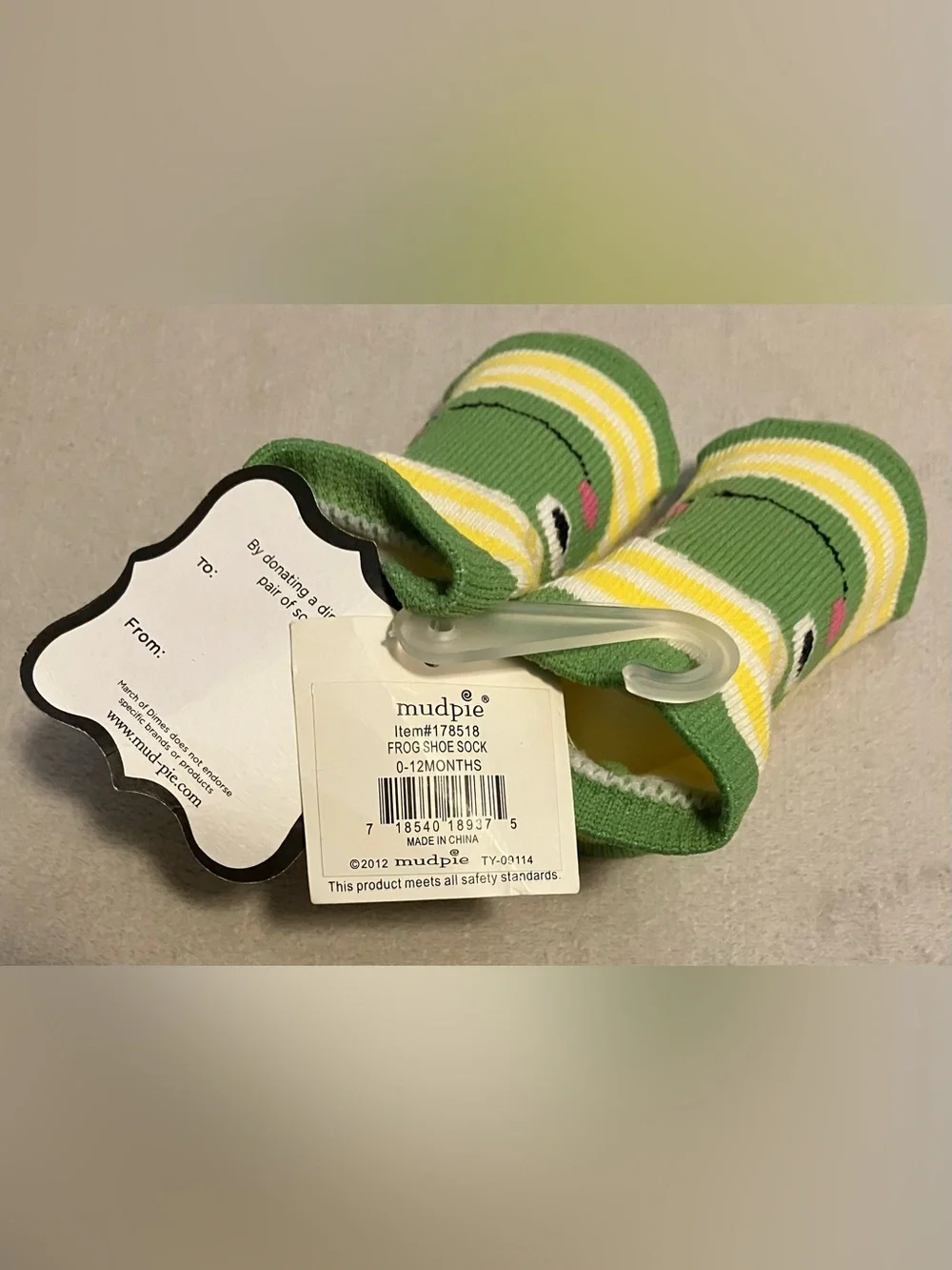 Newborn Baby Green & Yellow Frog Socks by Mudpie